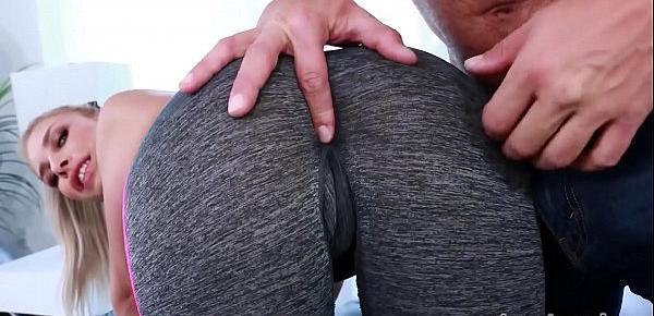  Elegant Angel Carmen Caliente Slides Off Her Tight Yoga Pants For Some Dick